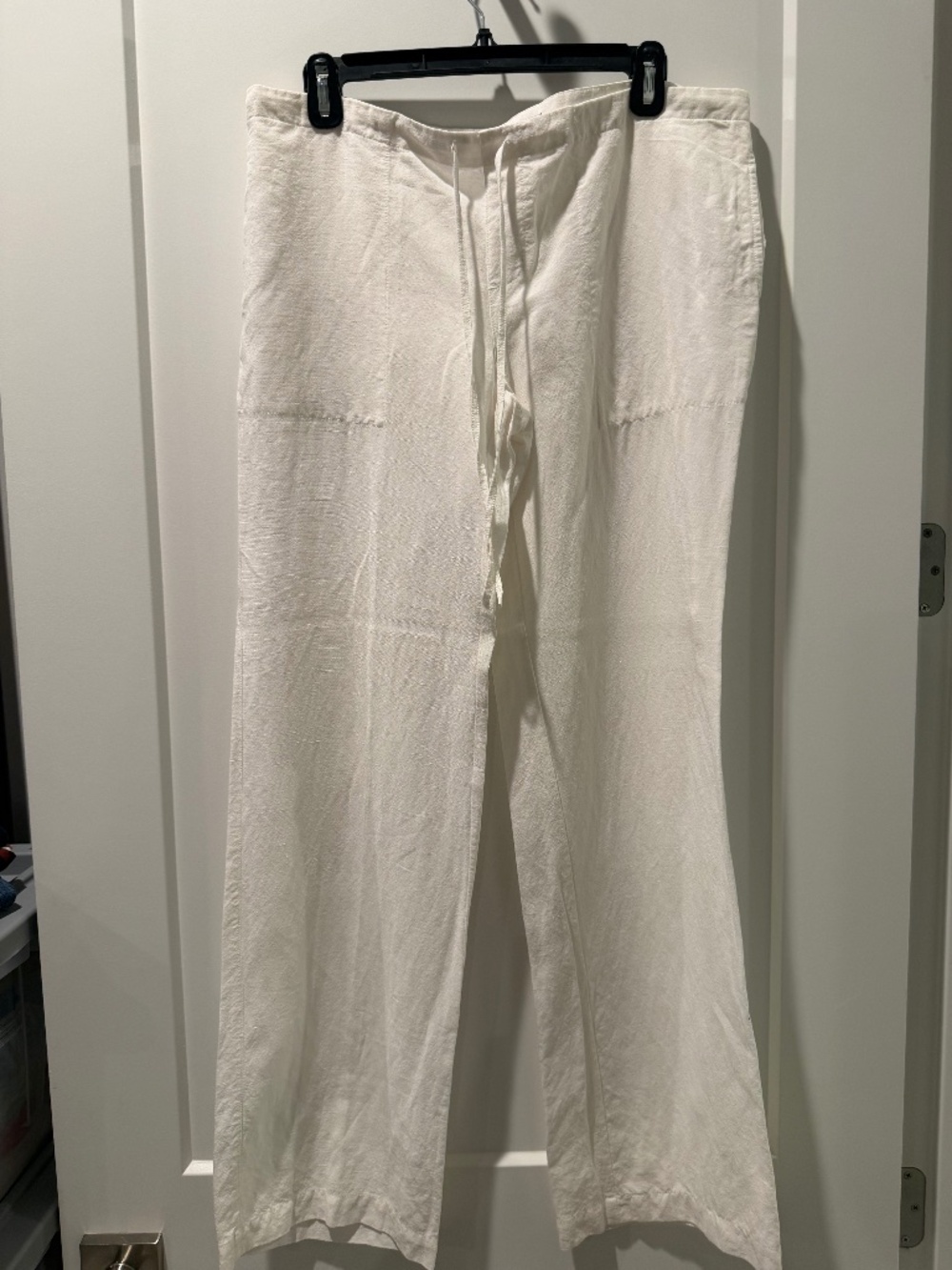 Cabi Linen Blend White Pants with Draw String Size Small